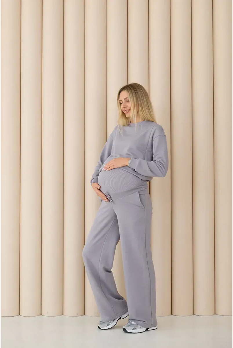 Спортивні штани палаццо для вагітних (демі) Denver - Сіро-бузковий Lullababe