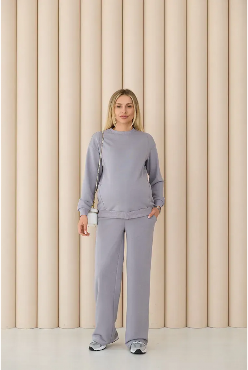 Спортивні штани палаццо для вагітних (демі) Denver - Сіро-бузковий Lullababe
