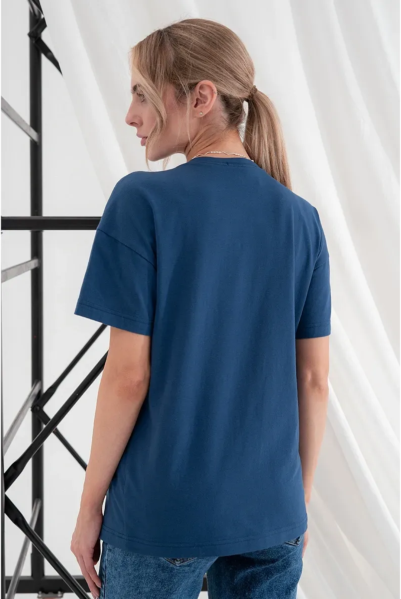 Футболка для беременных и кормящих Muse Синий Yula Mama