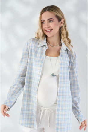 Сорочка для вагітних та годуючих Rey Блакитний Yula mama