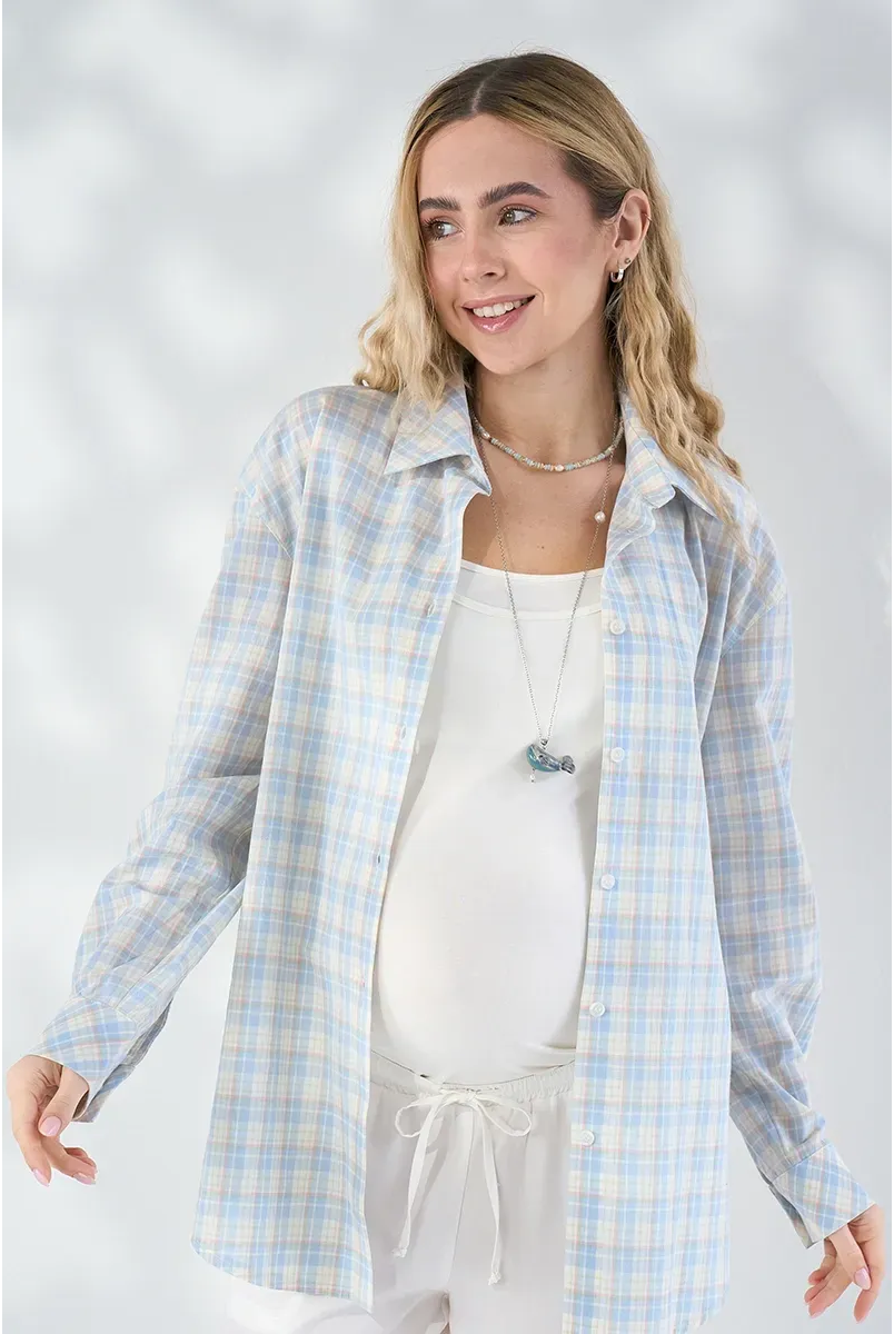 Сорочка для вагітних та годуючих Rey Блакитний Yula mama