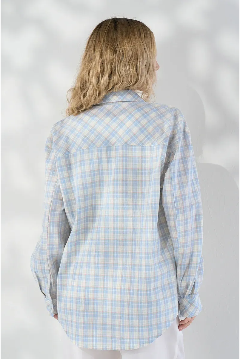Сорочка для вагітних та годуючих Rey Блакитний Yula mama