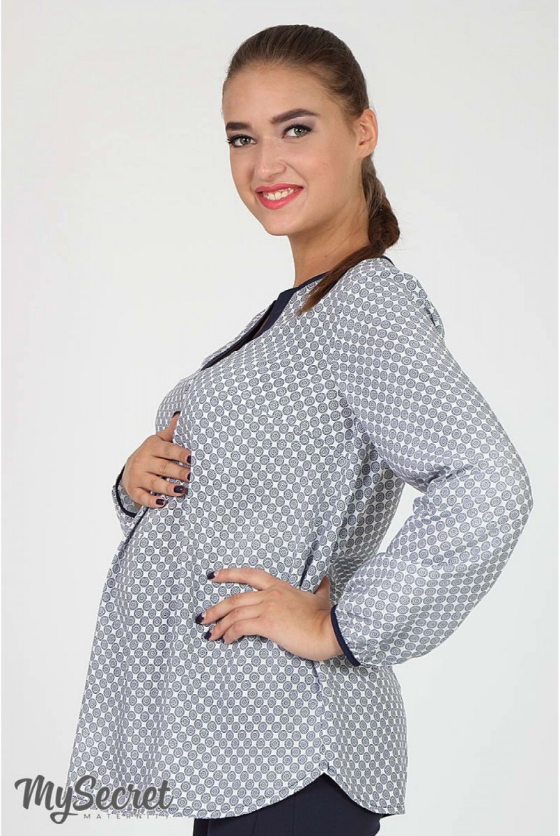 Блузка для беременных и кормящих Kameya Синий орнамент Yula Mama