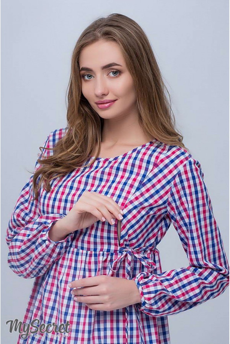 Блузка для беременных и кормящих Shade new Синий с розовым Yula Mama