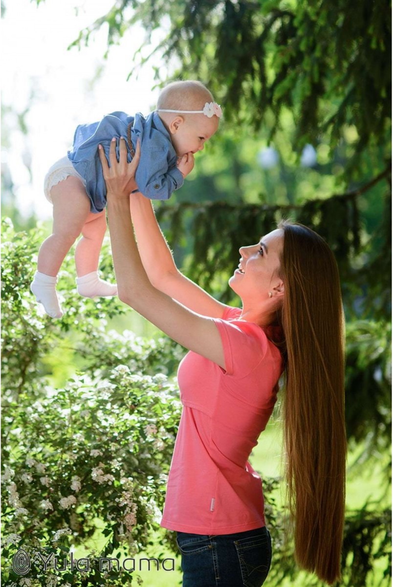 Футболка для беременных и кормящих Ivanna Розовый Yula Mama