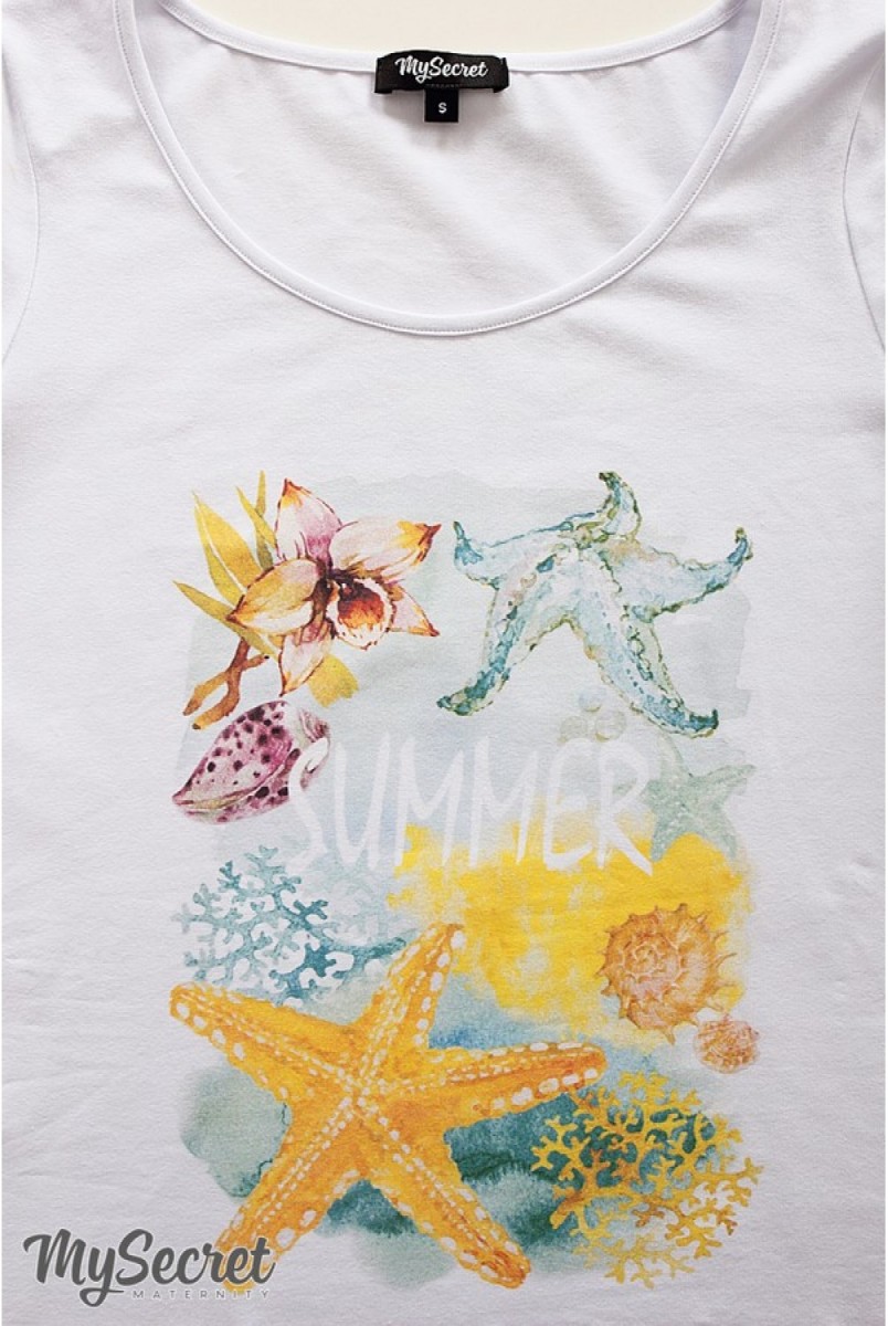 Футболка для беременных и кормящих Lillit ocean Белый Yula Mama