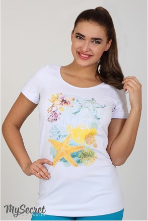 Футболка для беременных и кормящих Lillit ocean Белый Yula Mama