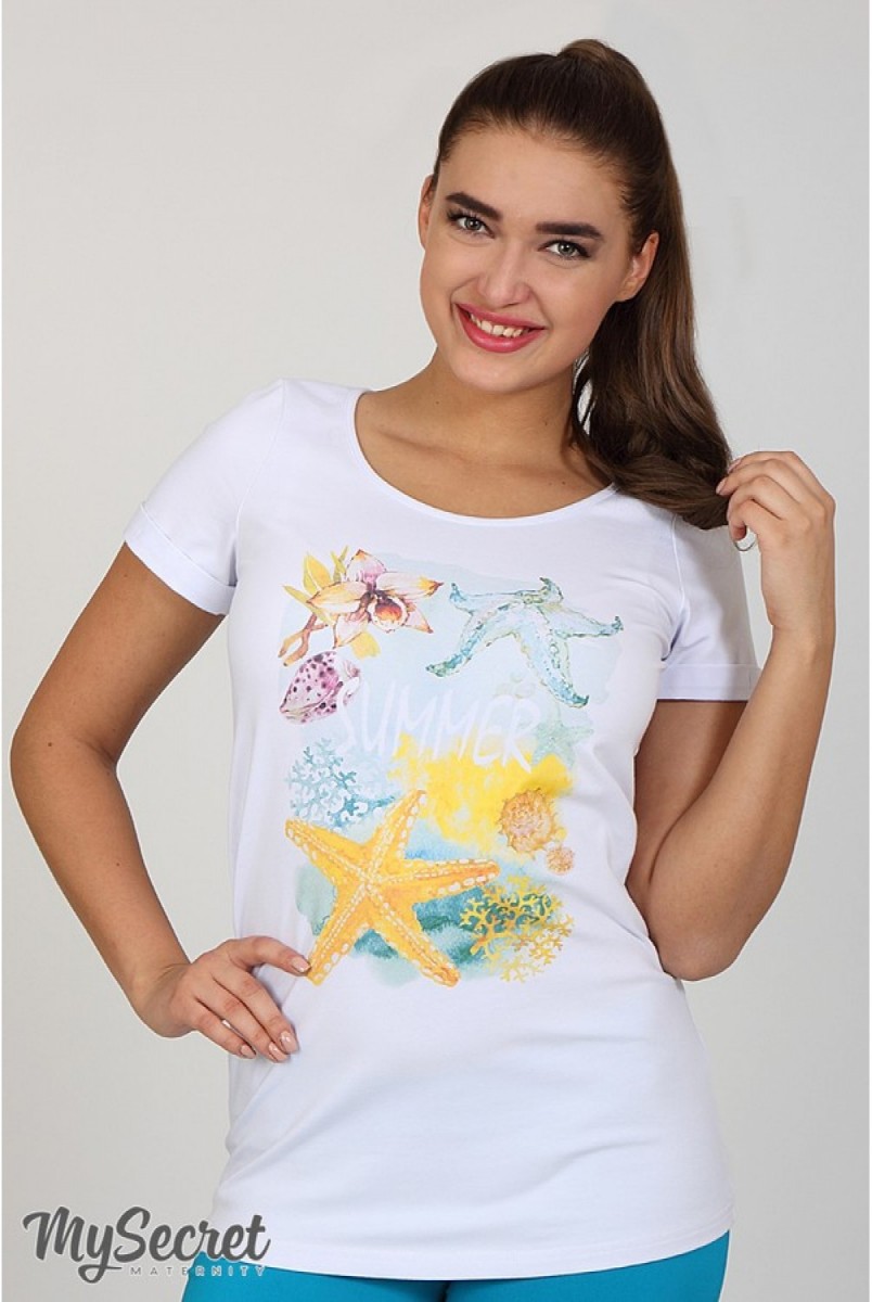 Футболка для беременных и кормящих Lillit ocean Белый Yula Mama