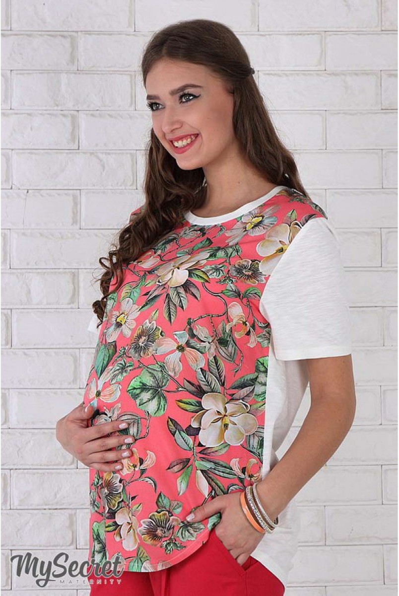 Футболка для беременных и кормящих Marla Коралловый Yula Mama