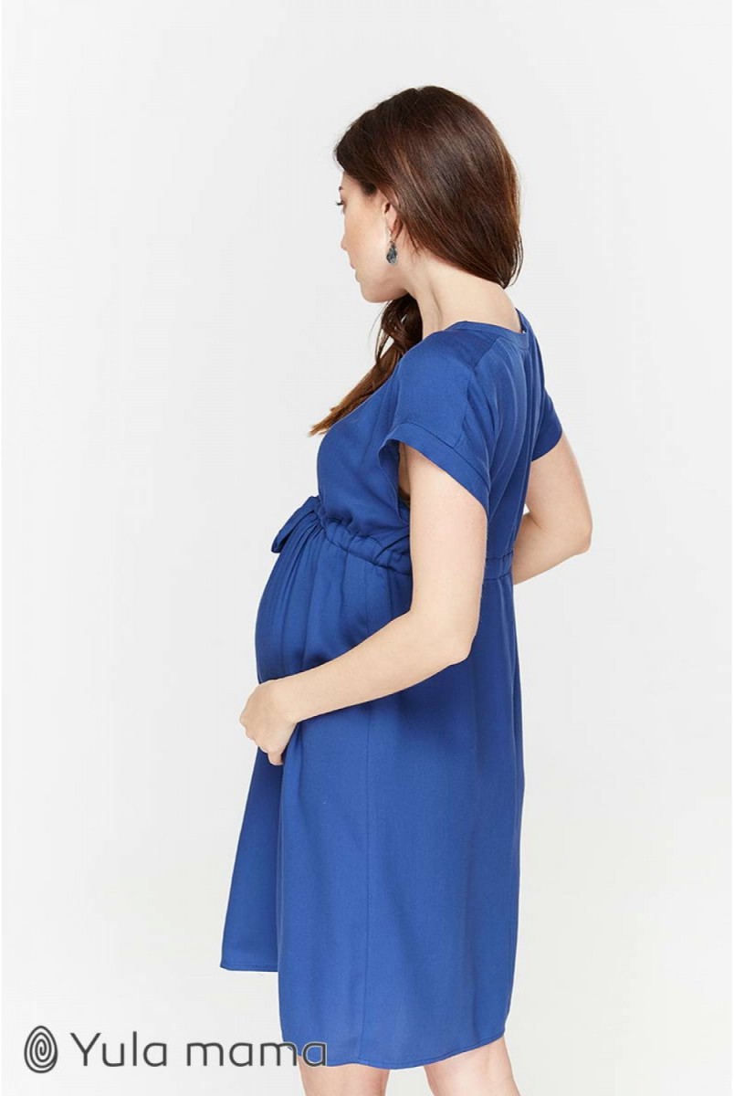Платье для беременных и кормящих Rossa Синий Yula Mama