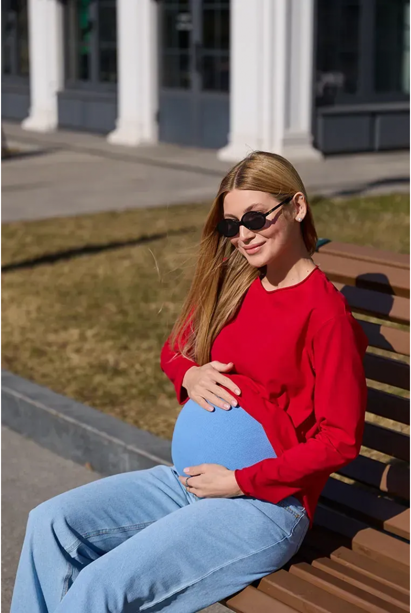 Джинси з розрізами знизу для вагітних Split - Блакитний Lullababe
