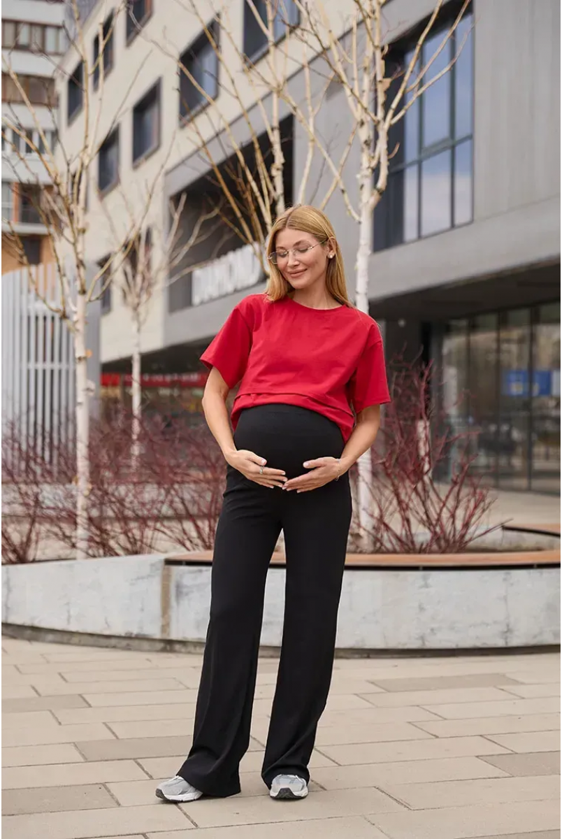 Штани в рубчик для вагітних Richmond Summer - Чорний Lullababe