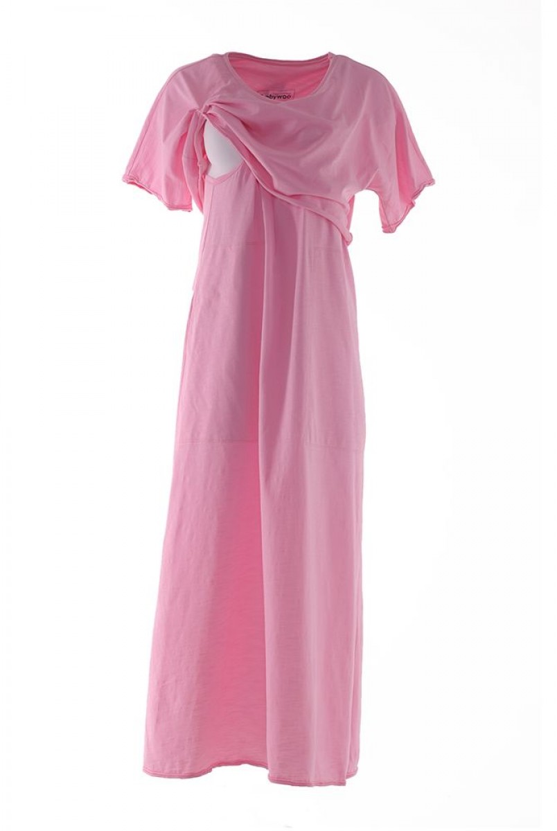 Платье арт. S200101 розовое для беременных и кормления