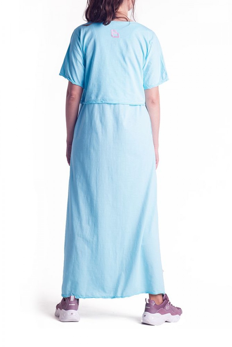 Платье арт. S200102 голубое для беременных и кормления