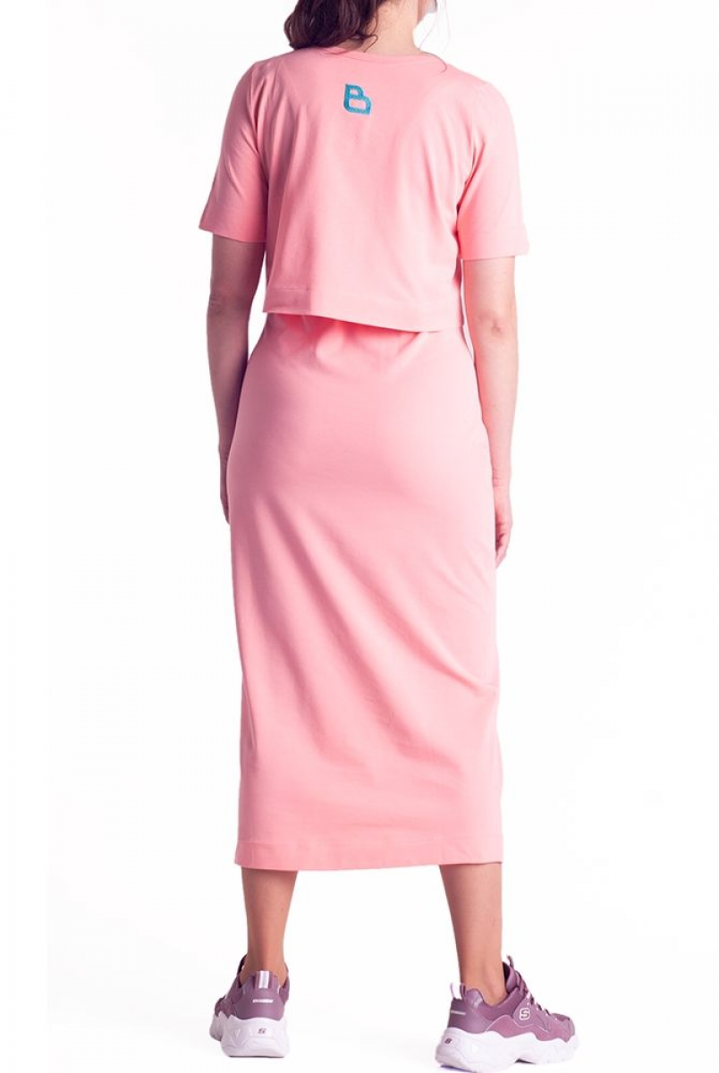 Платье арт.S200301 розовое для беременных и кормления