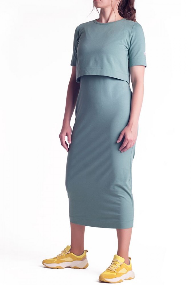 Платье арт.S200303 оливковое для беременных и кормления