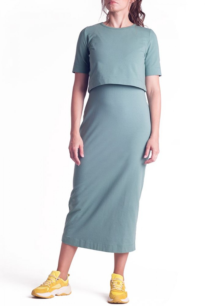 Платье арт.S200303 оливковое для беременных и кормления