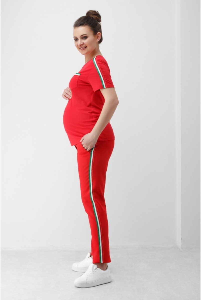 Штани червоні 1818 0629 для вагітних