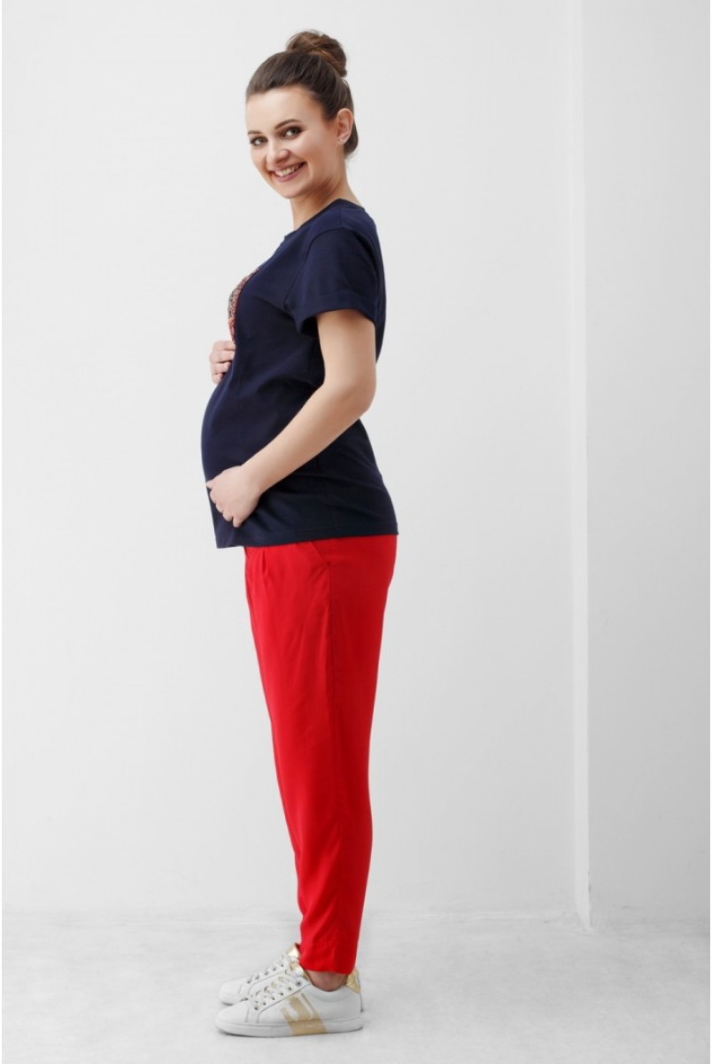 Штани червоні 1848 0001 для вагітних