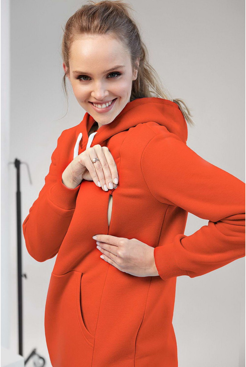 Худи с капюшоном 2105 1421 оранжевый для беременных и кормления