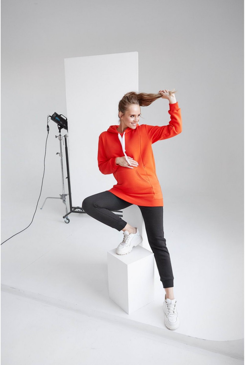 Худи с капюшоном 2105 1421 оранжевый для беременных и кормления