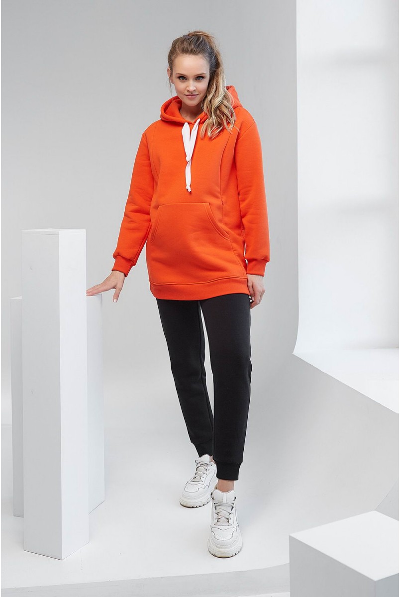Худи с капюшоном 2105 1421 оранжевый для беременных и кормления