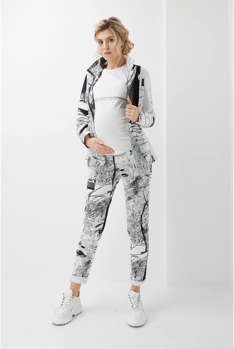 Жакет арт. 2032 0976 белый в черные буквы для беременных