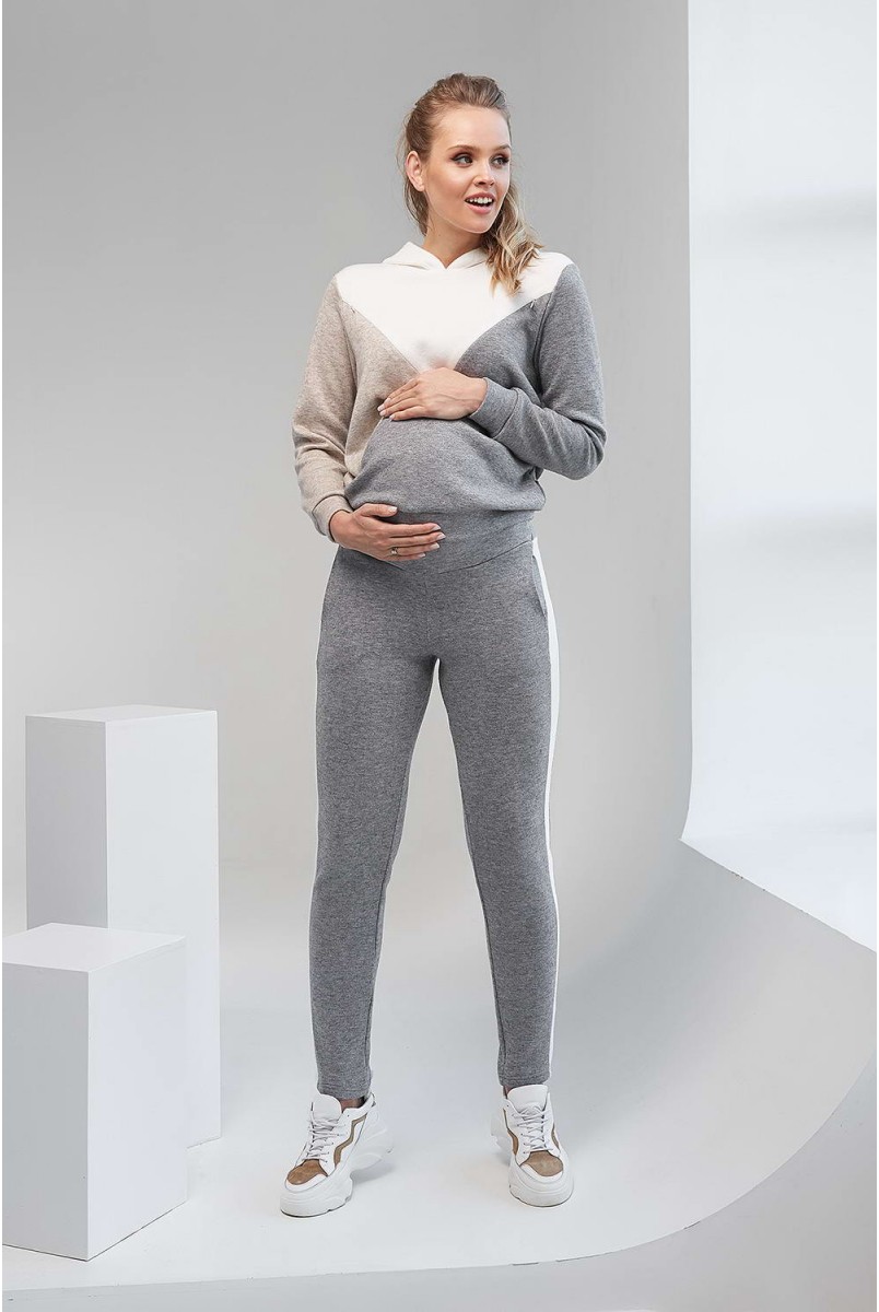 Спортивный костюм с вставками 2104(7) 1093 серый с белой вставкой для беременных и кормления