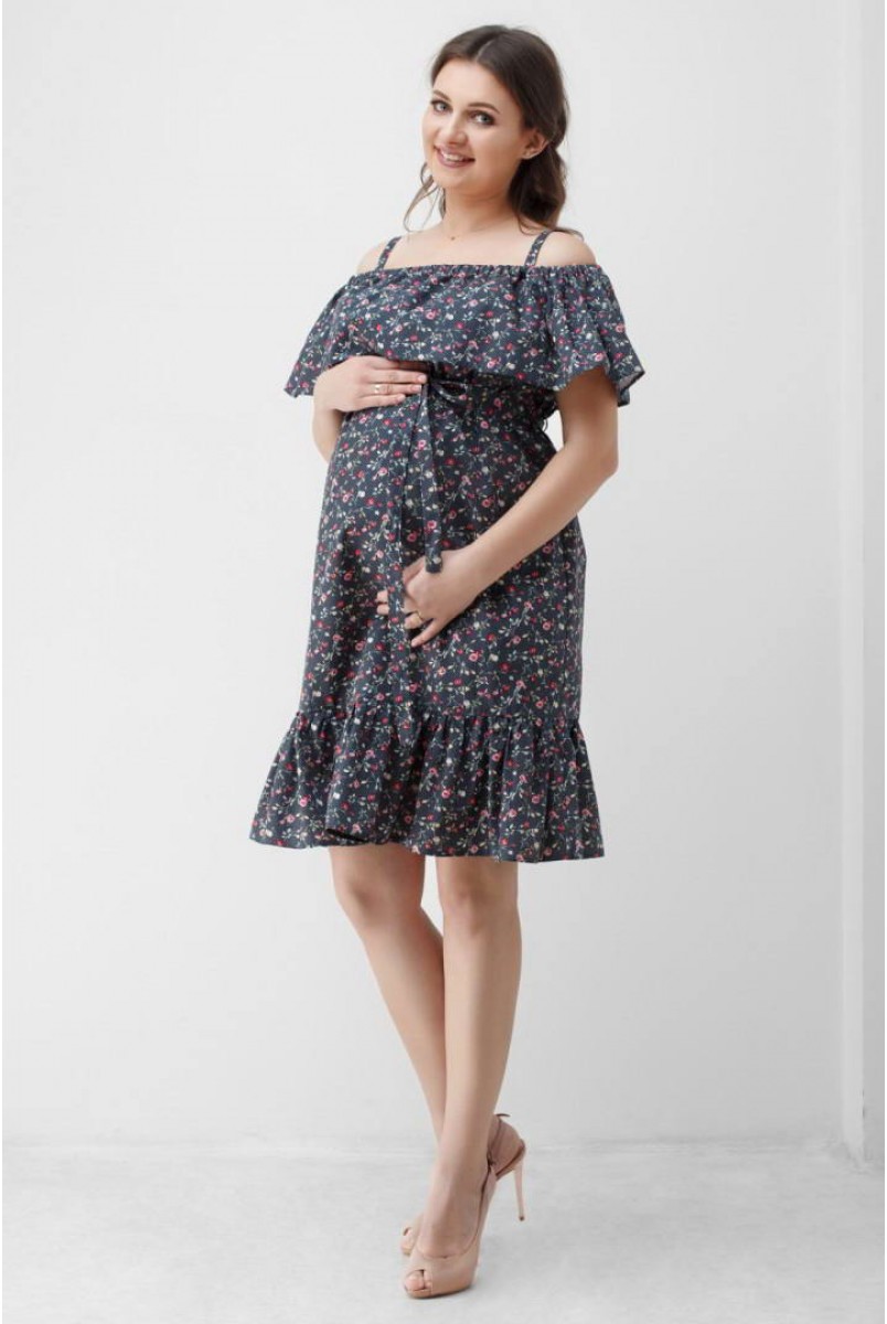 Платье темно-серое 1838 0536 для беременных