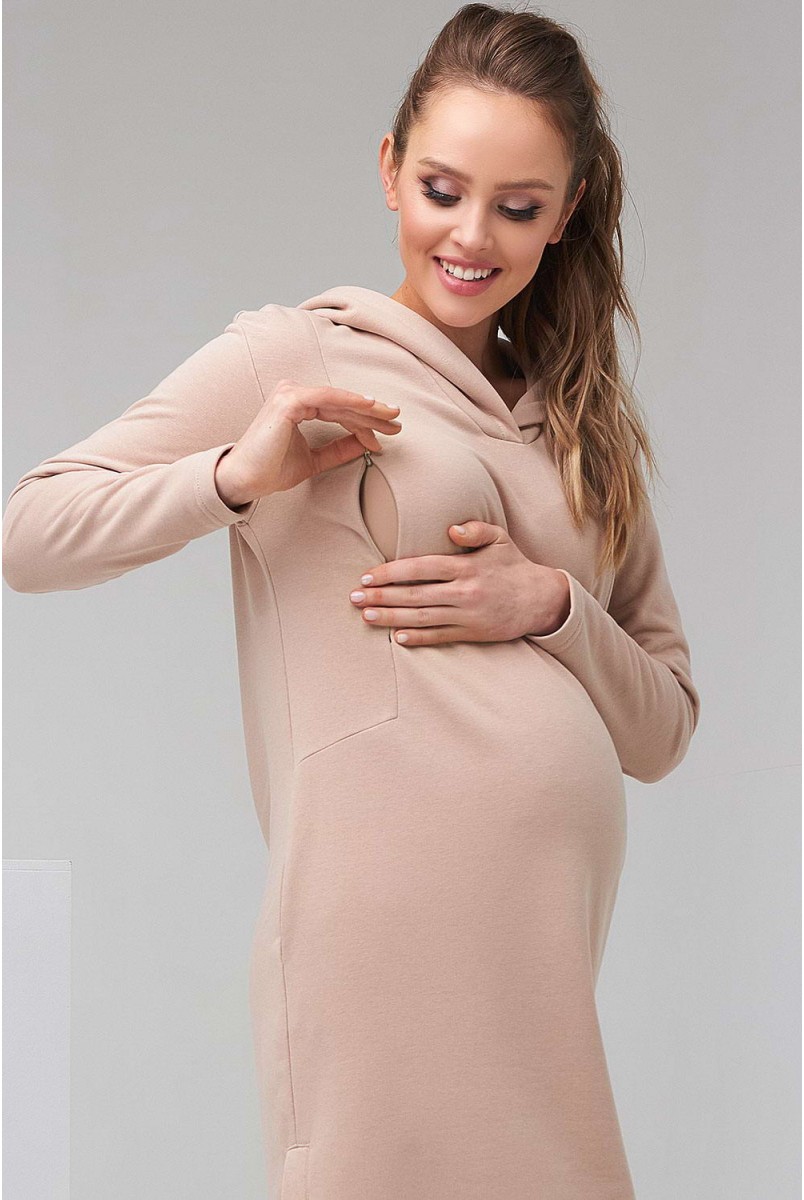 Платье-худи 2126 1501 бежевый для беременных и кормления