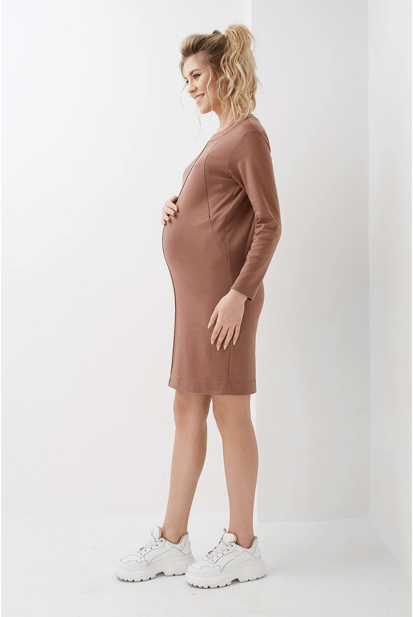 Платье арт. 2020 1314 шоколадный для беременных и кормящих