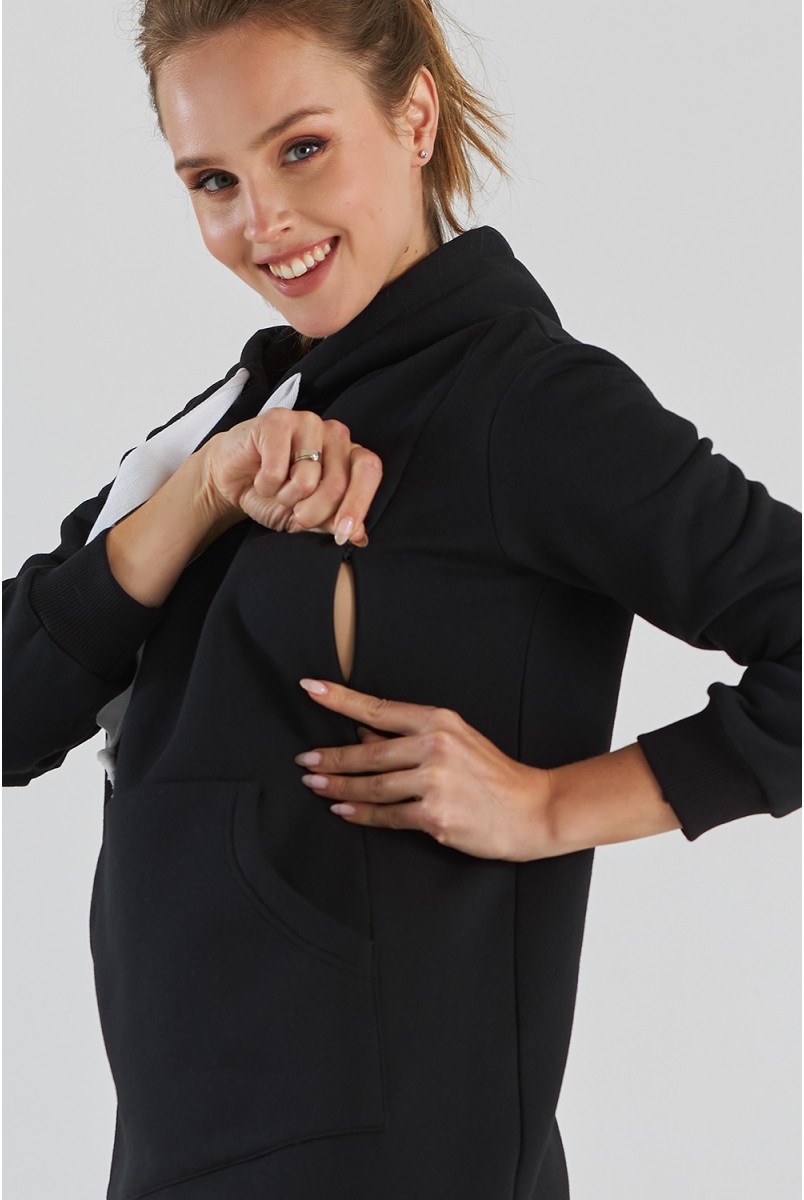Теплое платье-худи для беременных и кормления Dianora 2195 1435 черный