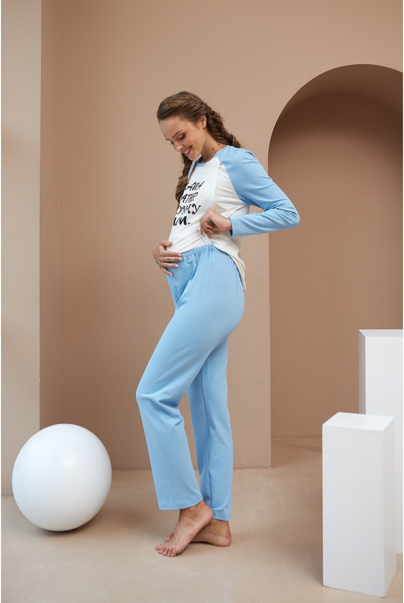 Домашній костюм для вагітних та годування Dianora 2177 (80) 1558 блакитний