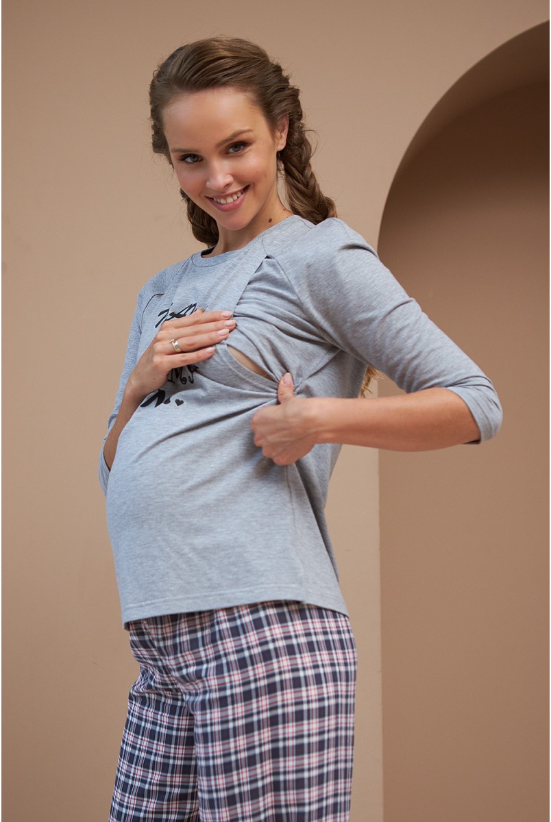 Домашній костюм для вагітних та годування Dianora 2190 1564 2178 1222 сірий