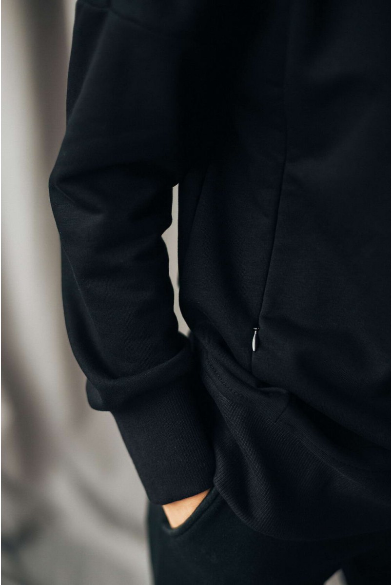 Теплый свитшот Черный для кормящих