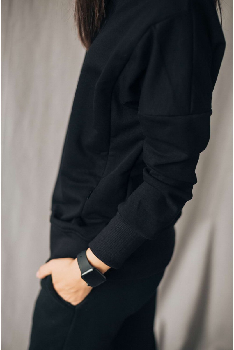 Теплый свитшот Черный для кормящих