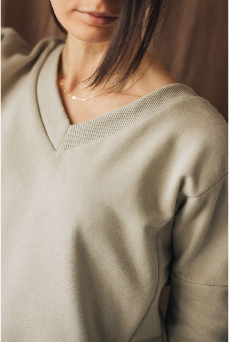 Теплый свитшот Белый песок для кормящих