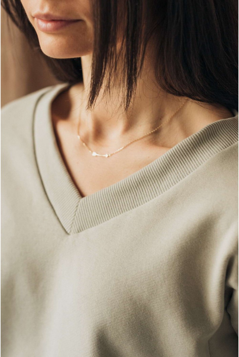 Теплый свитшот Белый песок для кормящих