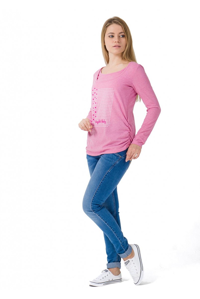 Лонгслив "Тутси" розовый меланж для беременных и кормящих