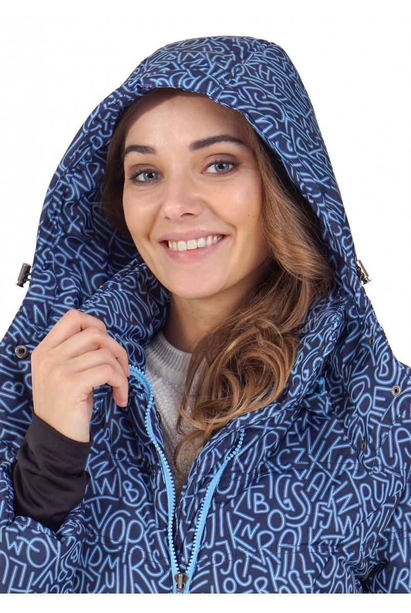 Куртка 3в1 зимн. "Мадейра" синие буквы для беременных и слингоношения