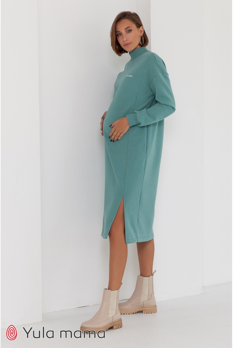 Платье для беременных и кормления Юла мама Maisie warm DR-41.142 полынь