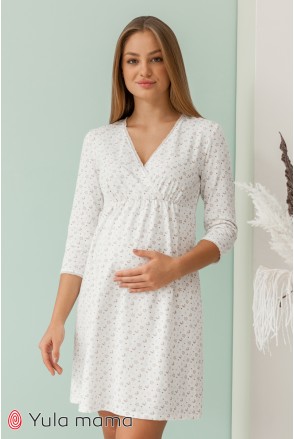 Нічна сорочка для вагітних і годування Юла мама Alisa NW - 1.5.4 ведмедики на молочному фоні