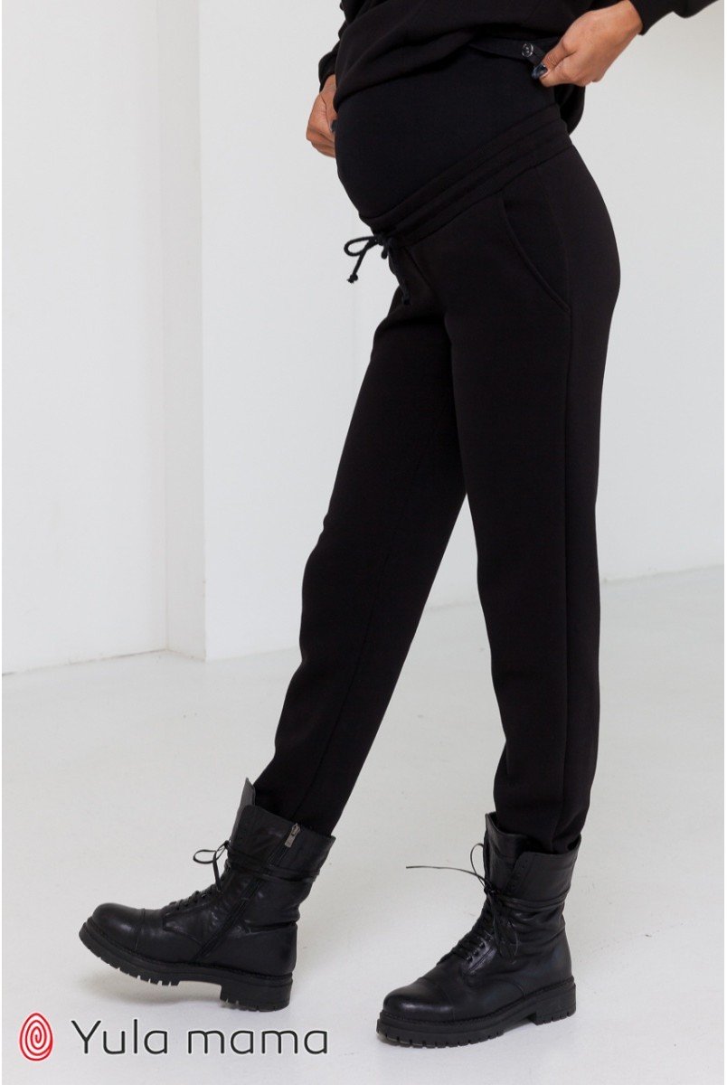 Спортивні теплі штани-джоггери для вагітних Юла мама Celia warm TR - 41.131 чорний