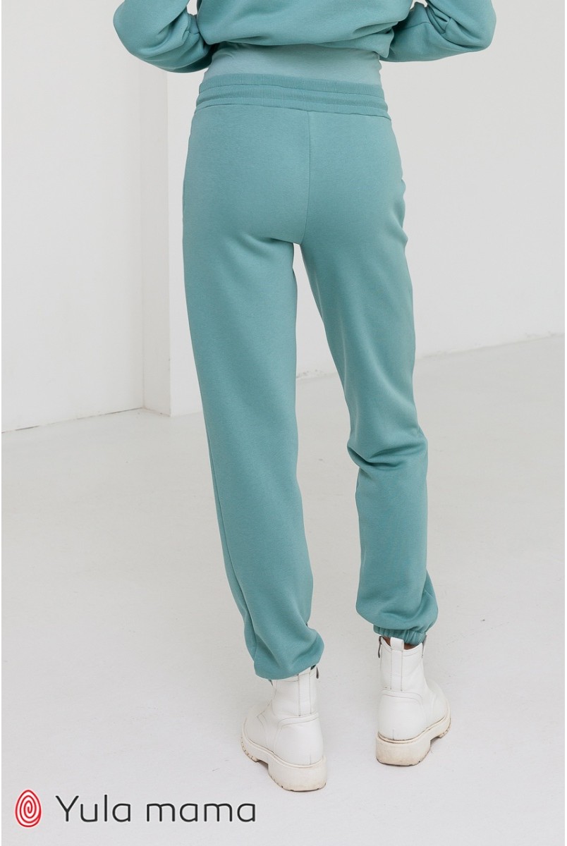Спортивные теплые брюки-джоггеры для беременных Юла мама Celia warm TR-41.133 полынь