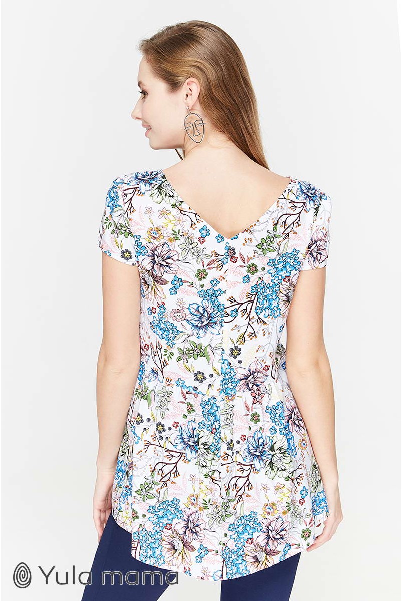 Блуза Remy белый с цветами для беременных и кормящих