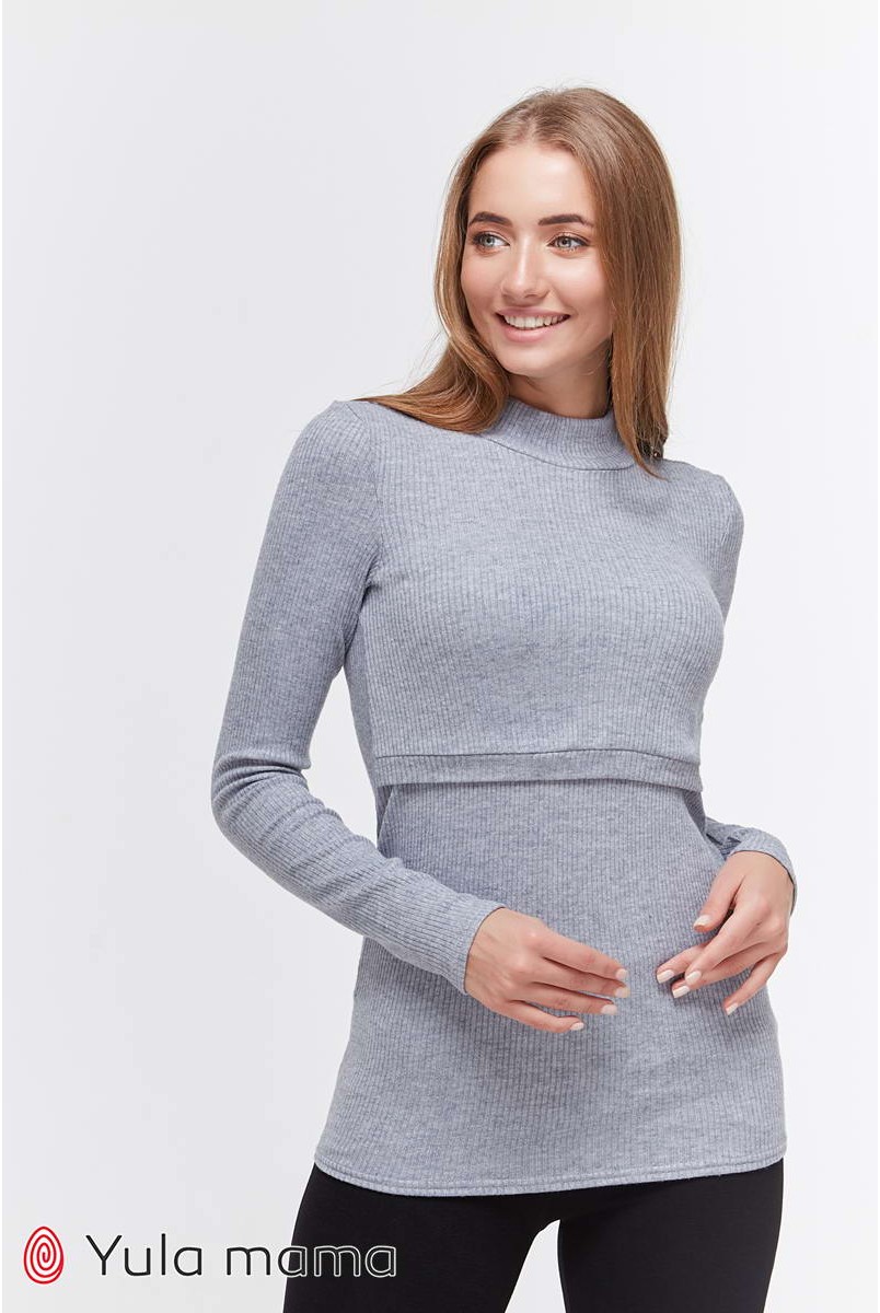 Гольф Lecie warm джинсово-серый меланж для беременных и кормящих
