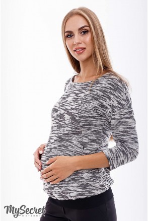 Джемпер Lerin черно-молочный меланж для беременных и кормления