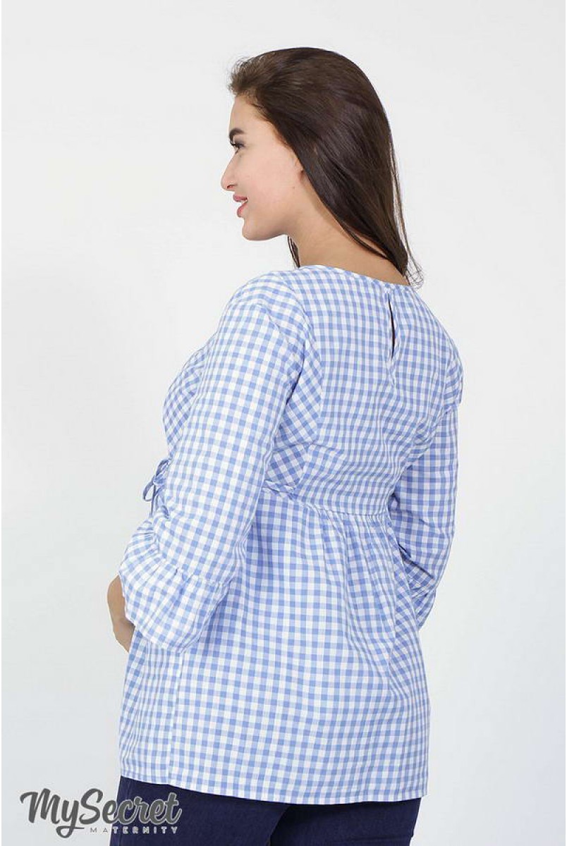 Блуза Shade бело-голубая клетка для беременных и кормящих