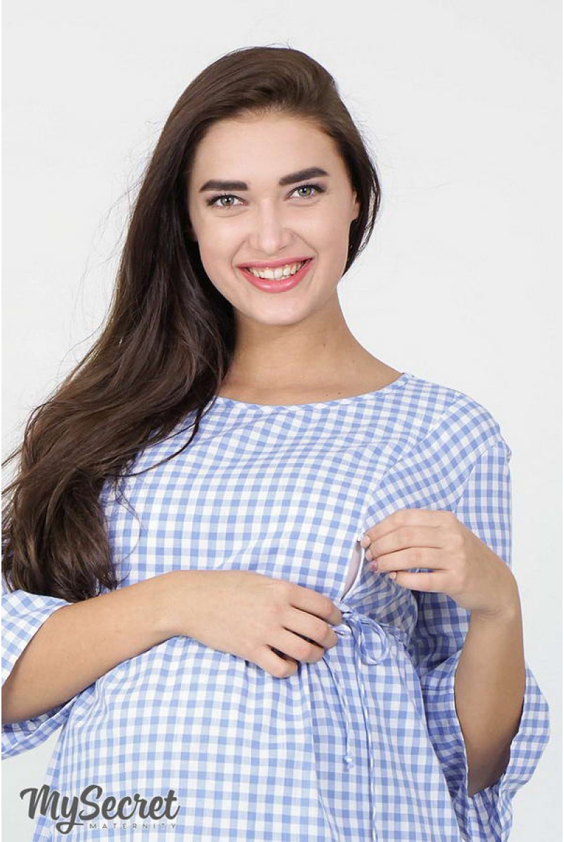 Блуза Shade біло-блакитна клітина для вагітних і годування