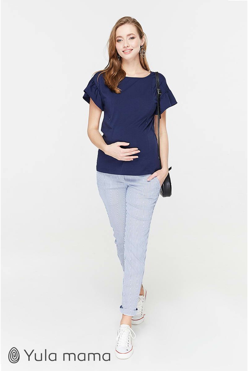 Штани Melani TR - 29.011 блакитні в білу смужку для вагітних